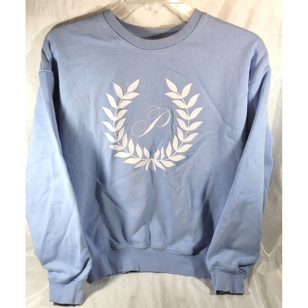 Victoria's Secret Pink Women's 'P' Logo Oversized Sweatshirt‎ - Light Blue - S
